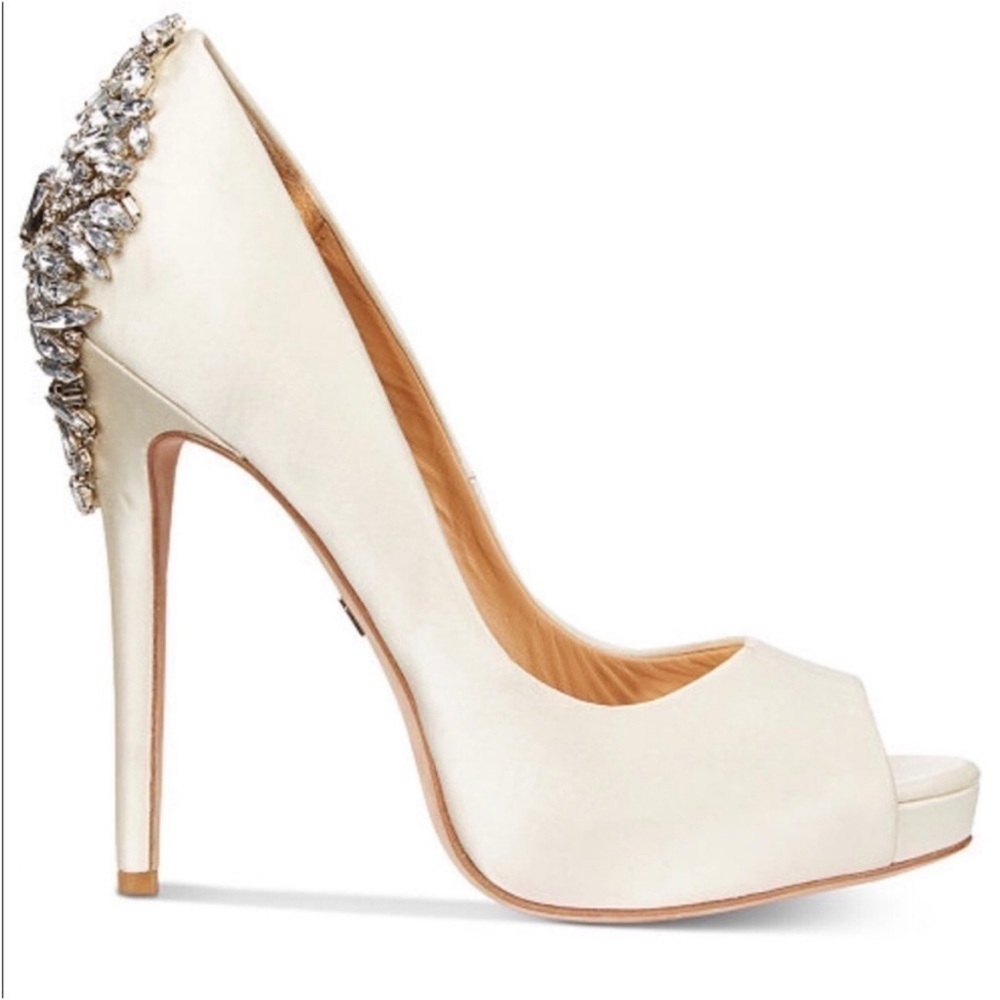 Badgley Mischka Ivory Heels with Crystal Embellishments